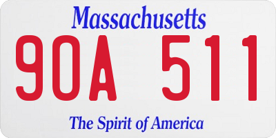 MA license plate 9OA511