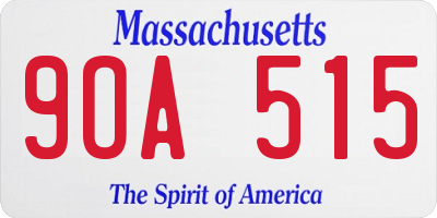 MA license plate 9OA515
