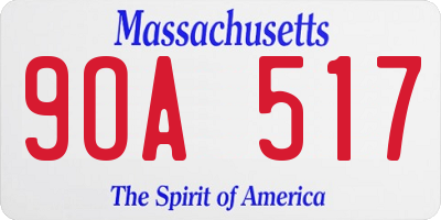 MA license plate 9OA517