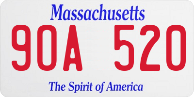 MA license plate 9OA520