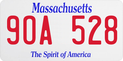 MA license plate 9OA528