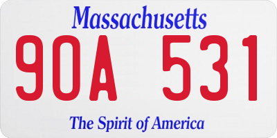 MA license plate 9OA531