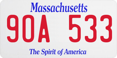 MA license plate 9OA533