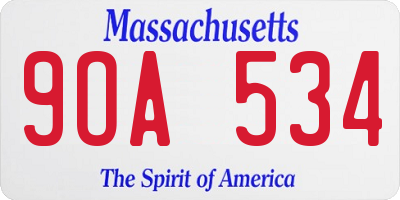 MA license plate 9OA534