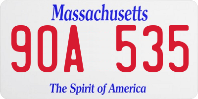 MA license plate 9OA535