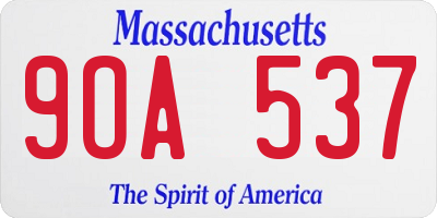 MA license plate 9OA537