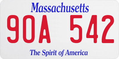MA license plate 9OA542