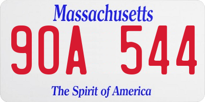 MA license plate 9OA544