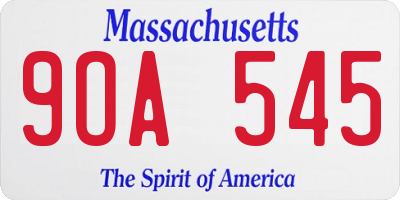 MA license plate 9OA545
