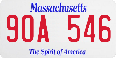 MA license plate 9OA546