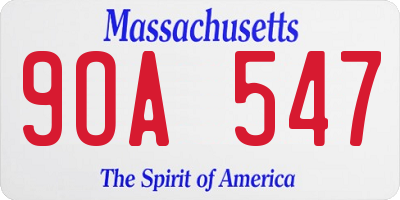 MA license plate 9OA547