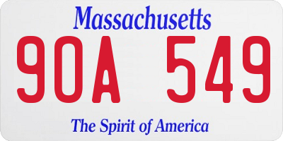 MA license plate 9OA549