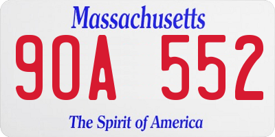 MA license plate 9OA552
