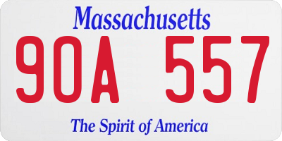 MA license plate 9OA557