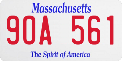 MA license plate 9OA561