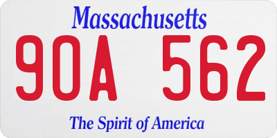 MA license plate 9OA562