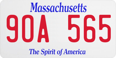 MA license plate 9OA565