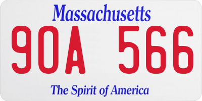 MA license plate 9OA566