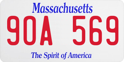 MA license plate 9OA569
