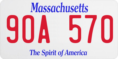 MA license plate 9OA570