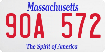 MA license plate 9OA572