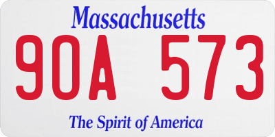MA license plate 9OA573