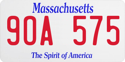 MA license plate 9OA575