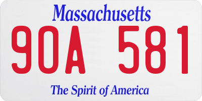 MA license plate 9OA581
