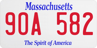 MA license plate 9OA582