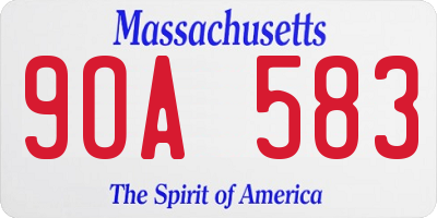 MA license plate 9OA583
