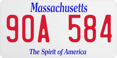 MA license plate 9OA584