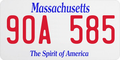 MA license plate 9OA585