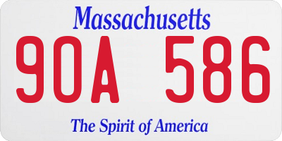 MA license plate 9OA586