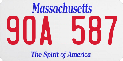 MA license plate 9OA587