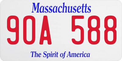 MA license plate 9OA588