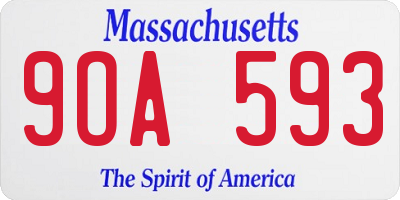 MA license plate 9OA593