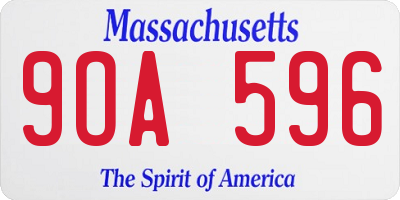 MA license plate 9OA596