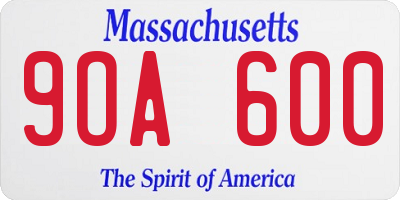MA license plate 9OA600