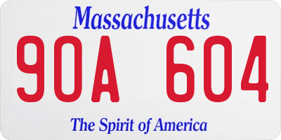 MA license plate 9OA604