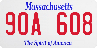 MA license plate 9OA608