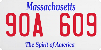 MA license plate 9OA609