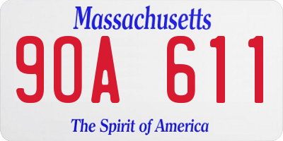 MA license plate 9OA611