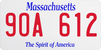 MA license plate 9OA612