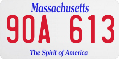 MA license plate 9OA613