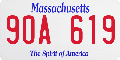 MA license plate 9OA619