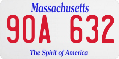 MA license plate 9OA632
