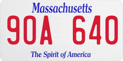 MA license plate 9OA640