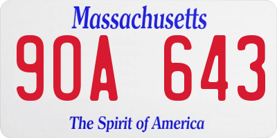 MA license plate 9OA643