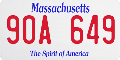 MA license plate 9OA649