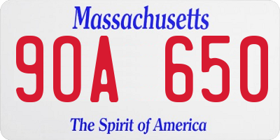 MA license plate 9OA650